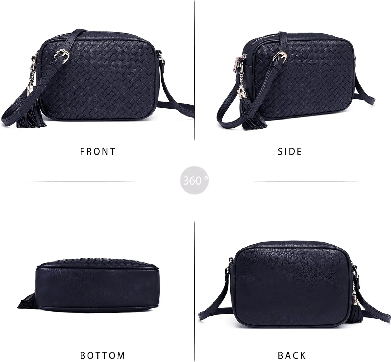 AFKOMST Woven Crossbody Bags for Women Small Summer Purse and Boho Handbags with Tassels,Vegen Leather