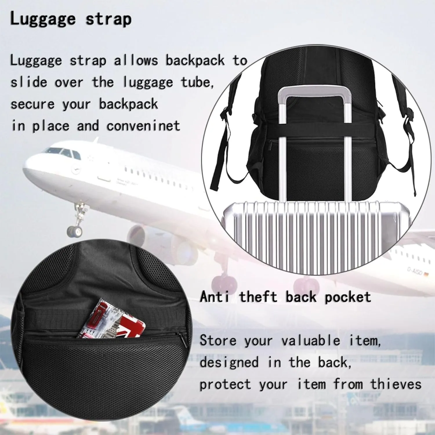 American Camo Flag Christian Cross Travel Backpack Laptop Backpacks Business Rucksack Outdoor Daypack Large Sport Bag with Luggage Strap USB Charging Port for Hiking Working