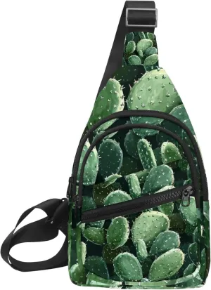 Cactus Plants Crossbody Bag with Adjustable Shoulder Strap, Shoulder Bag for Men and Women Sling Backpack for Travel, Cycling, Work, Sport