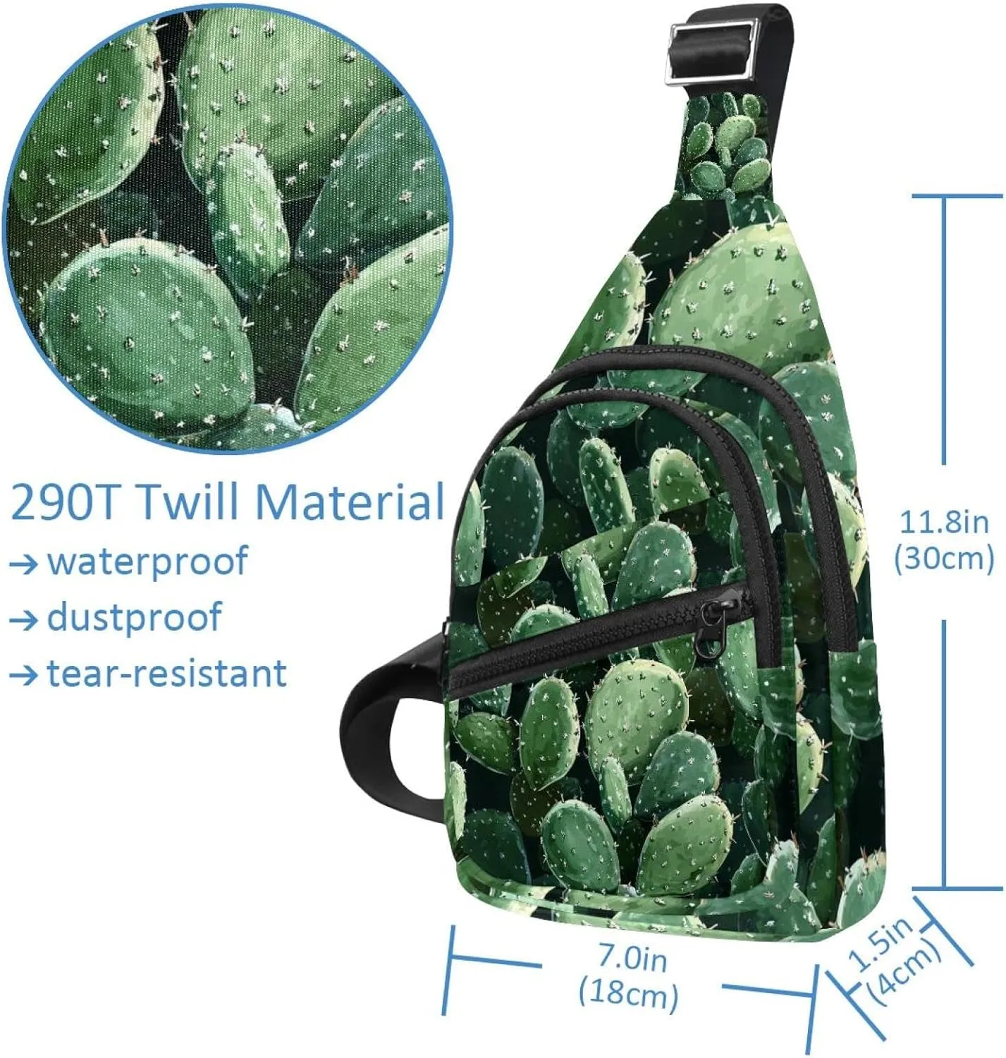 Cactus Plants Crossbody Bag with Adjustable Shoulder Strap, Shoulder Bag for Men and Women Sling Backpack for Travel, Cycling, Work, Sport