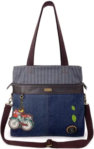 CHALA Canvas Convertible Denim Blue Stripe Work Tote