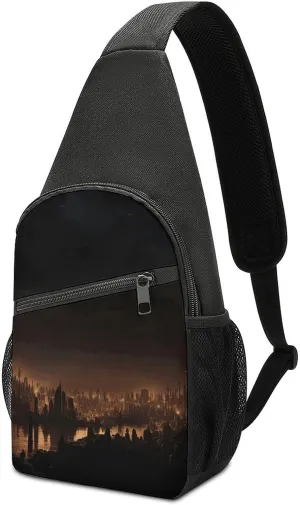 City in The Dark Sling Bag Mini Crossbody Bags Travel Daypack Fanny Chest Bag Sling Backpack for Men Women