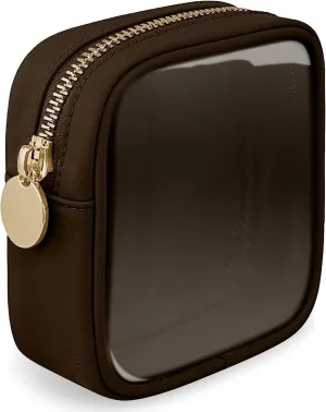 Clear Makeup Bag Mini Cosmetic Bag Women Clear Pouch Zipper Cute Pouches Make Up Travel Toiletry Purse Organizer Bags (Coffee-1, MIni)