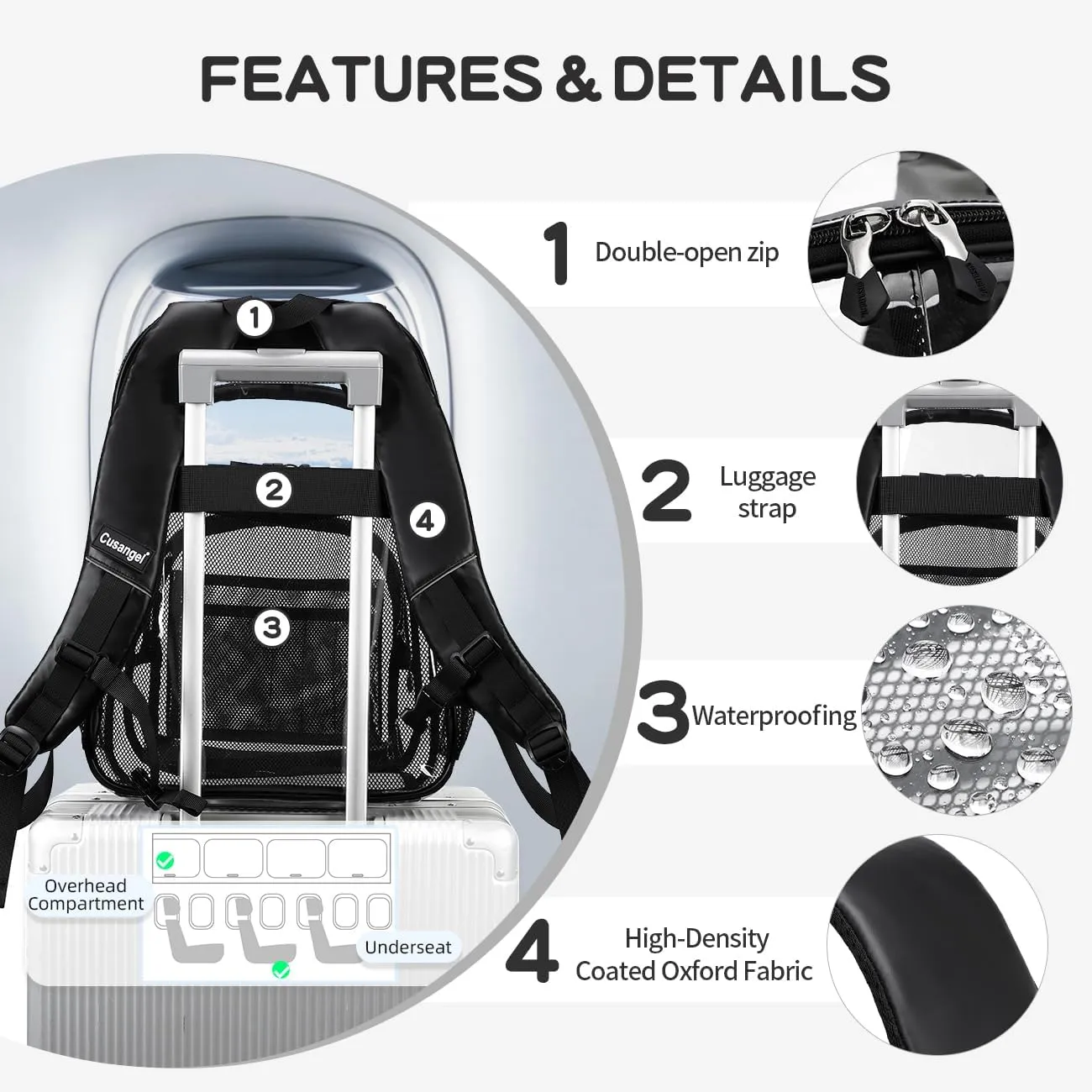 Cusangel Clear kids Backpack for Boys Girls,Black tpu Heavy Duty 16in Transparent Bookbag for School,Student children Bag Stadium Approved See Through Backpack,Stitch Bag durability
