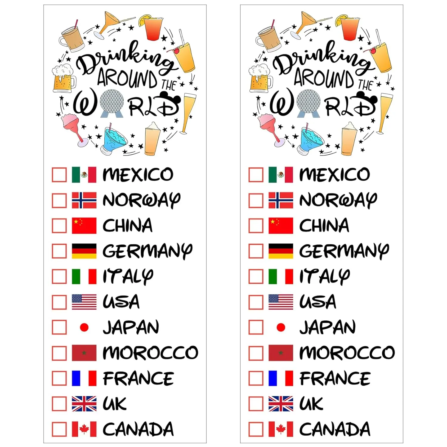 Drinking Around The World - Pack Of 2 Temporary Tattoo