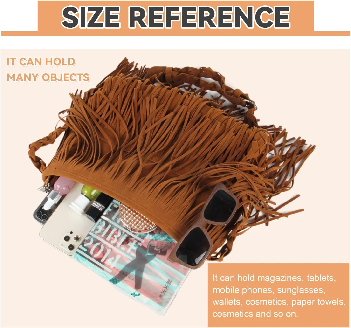 Fecialy Faux Suede Fringe Crossbody Bags for Women Western Hippie Shoulder Bag Messenger Bag Sling Bag