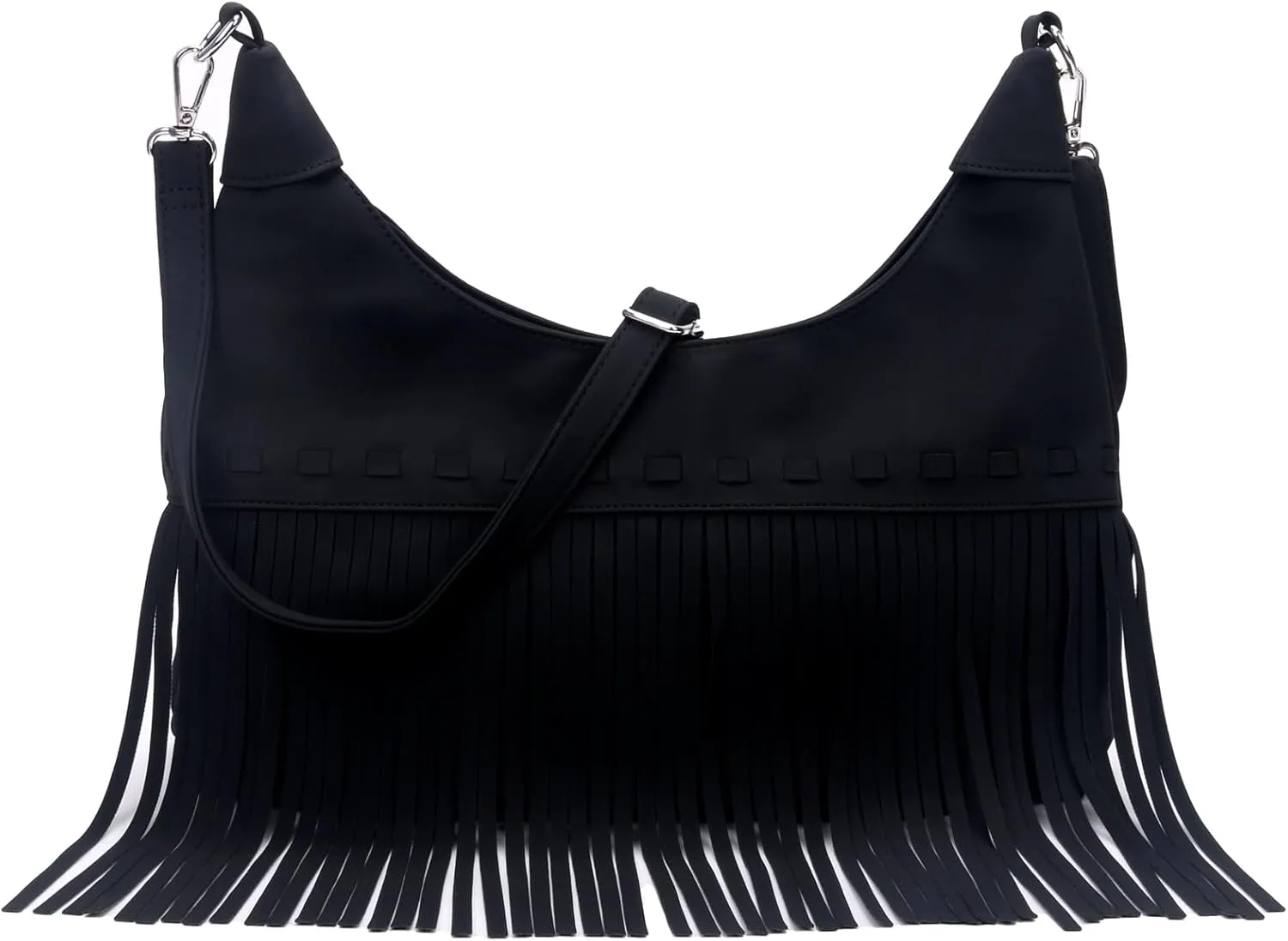 Fringe Hobo Crossbody Bags for Women Cowgirl Western Crescent Purse Vegan Suede Hippie Shoulder Bag Bohemian Handbag
