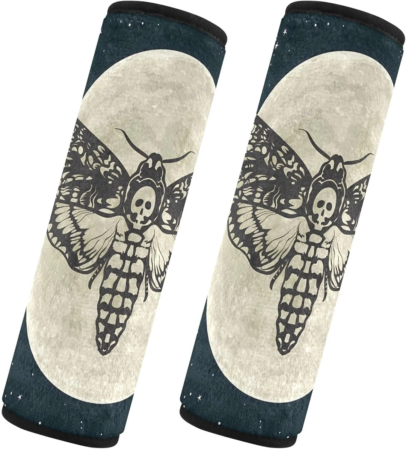 Goth Skull Gothic Sugar Moth Vintage Scary Black Mysterious Butterflies Moon Star (1) Car Seat Belt Pads 2 Packs Neck Cover CarSeat Belt Cushions Pads Shoulder Strap Protectors Comfortable M
