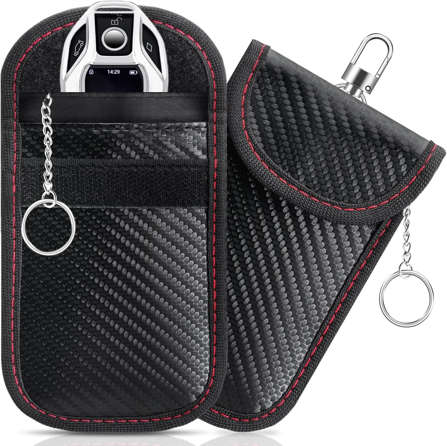 LivTee Faraday Key Fob Protector, RFID Blocking Faraday Bag for Car Keys (3.15''  5.12''), Anti-Theft Signal Blocking Pouch for Key Fob Security (2 Pack)