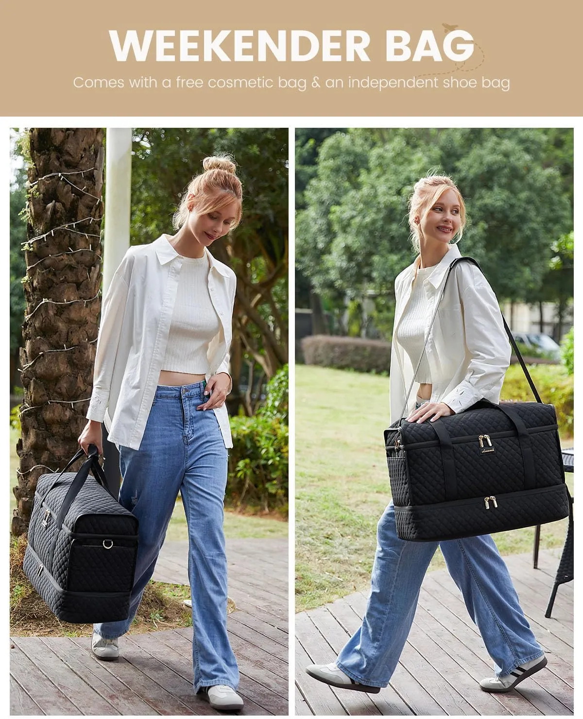 LOVEVOOK Large Travel Duffle Bag, Weekender Bags for Women With Shoe Compartment, Overnight Hospital Bag For Women Labor Delivery, Carry on Bag Personal Item Travel Bag, Yoga Gym Duffel Bag