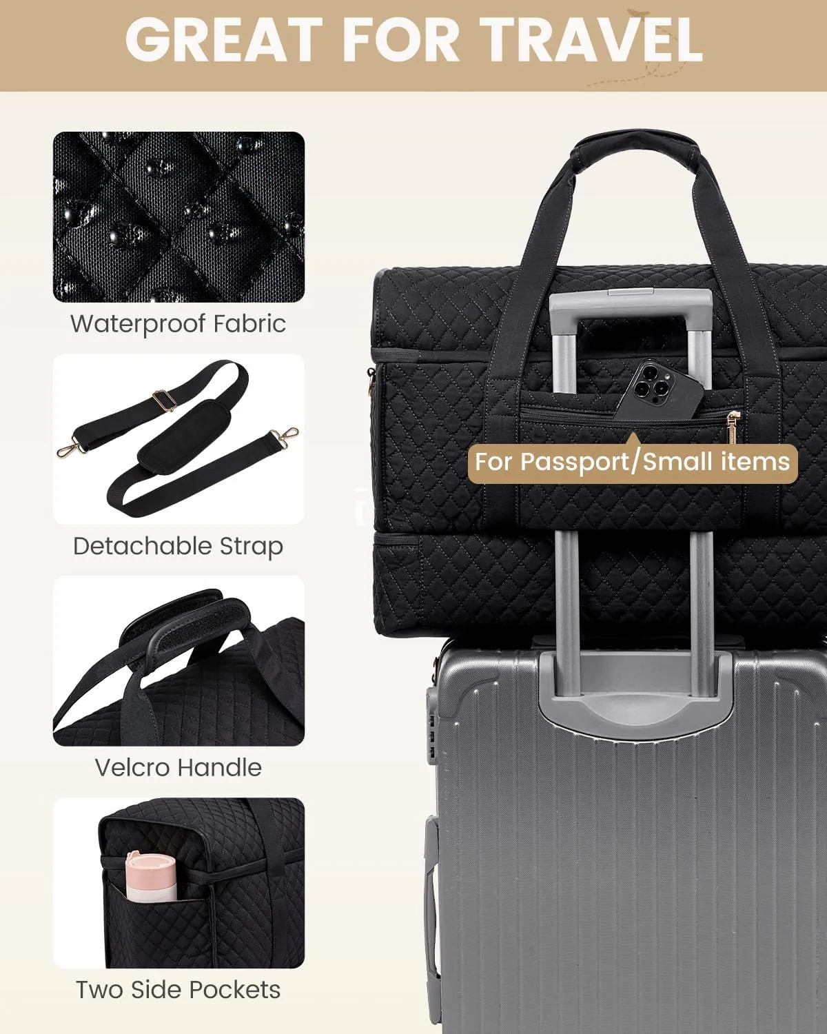 LOVEVOOK Large Travel Duffle Bag, Weekender Bags for Women With Shoe Compartment, Overnight Hospital Bag For Women Labor Delivery, Carry on Bag Personal Item Travel Bag, Yoga Gym Duffel Bag