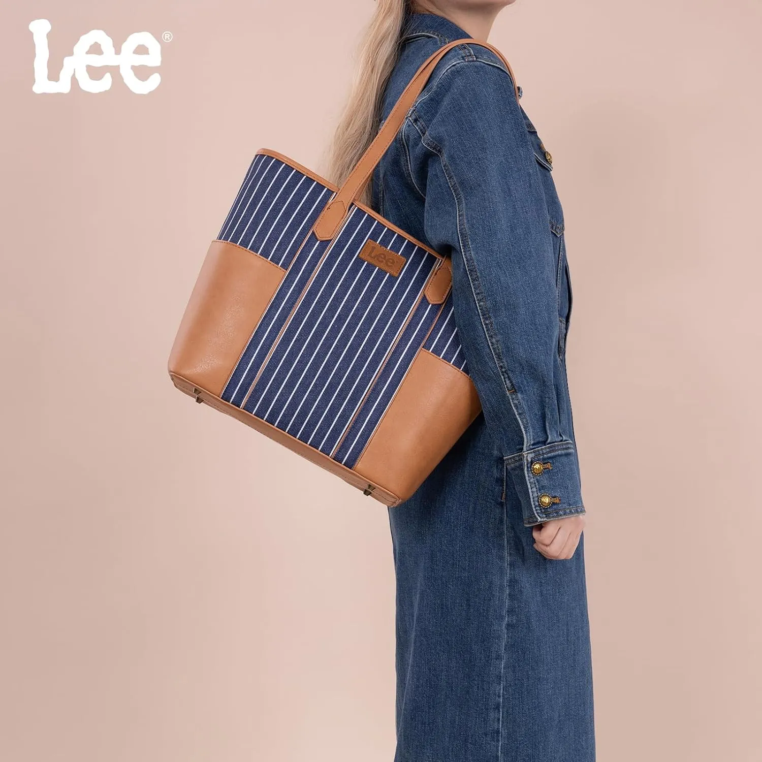 Montana West x Lee Shoulder Tote Bag for Women, Medium Top Handle Handbag Work Travel Hobo Purse