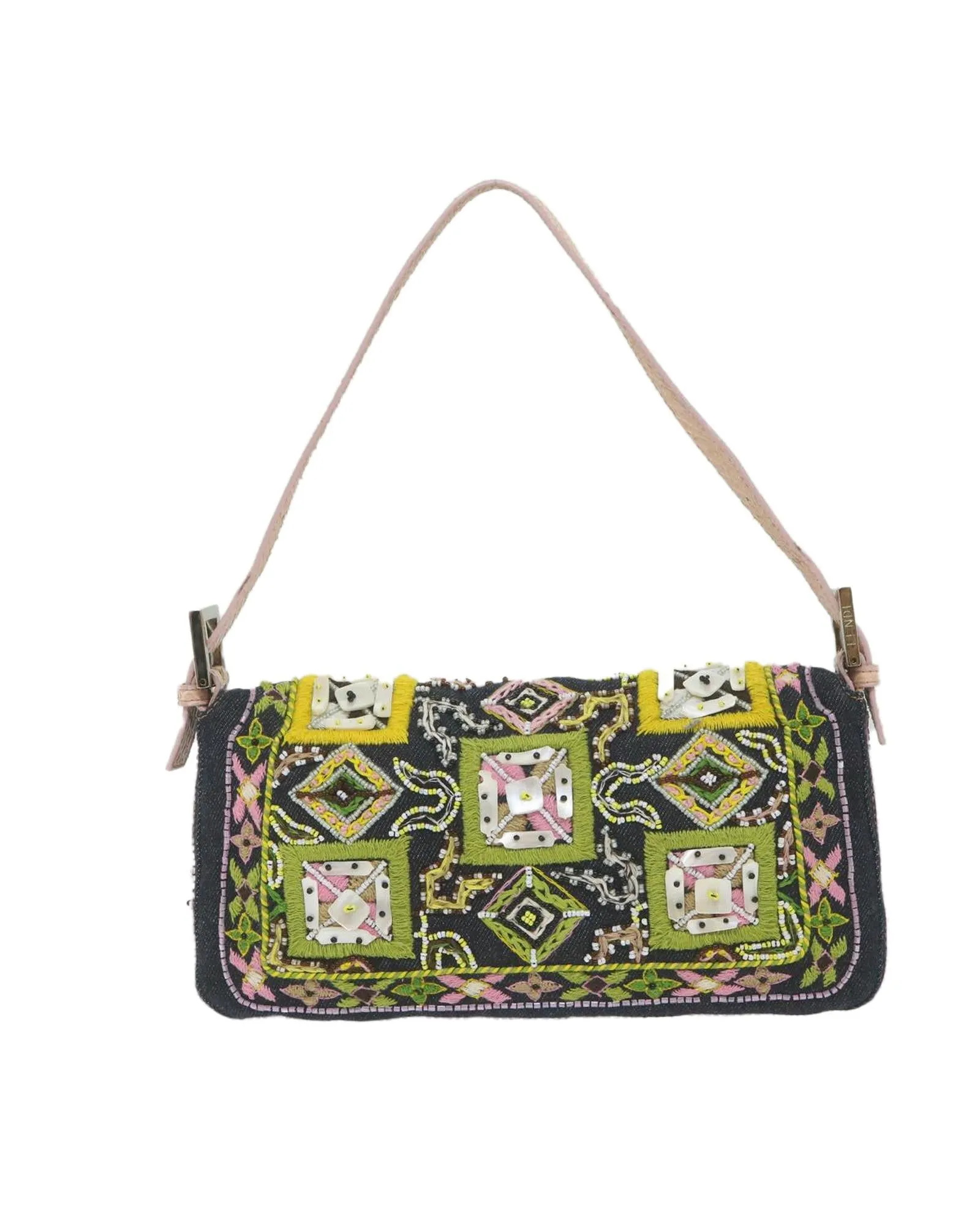 Navy Denim Shoulder Bag with Dust Bag and Made in Italy