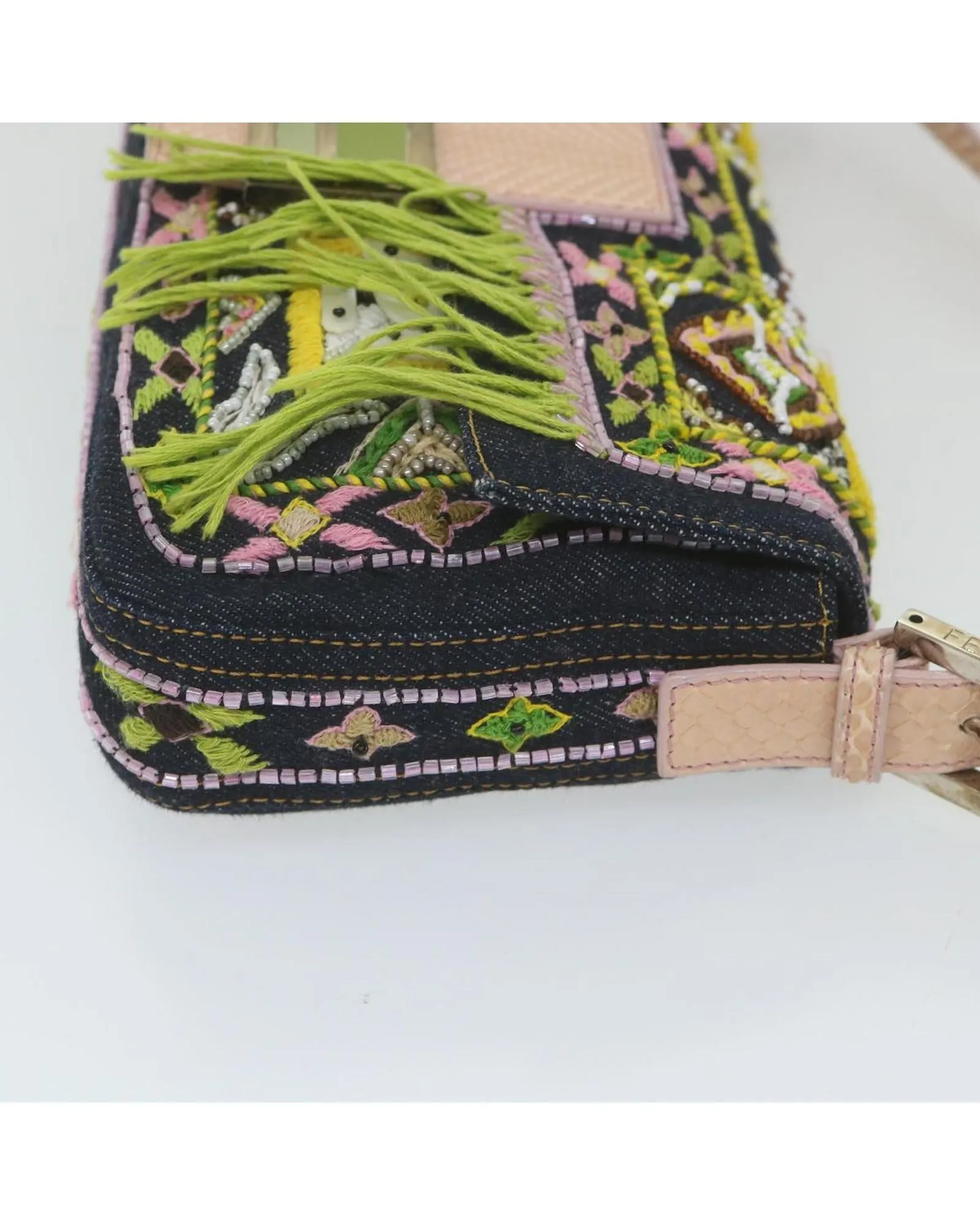 Navy Denim Shoulder Bag with Dust Bag and Made in Italy