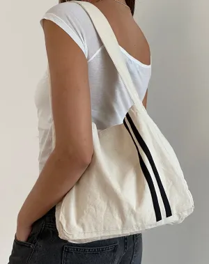 Pardi Canvas Bag in Ecru with Black Stripe