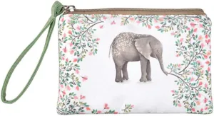 Rantanto Small Cute Cash Coin Purse, Canvas Change Purse, Kawaii Coin Pouch With Handle Christmas Gift For Women Teenager Girls (BG0001 Flower Elephant)