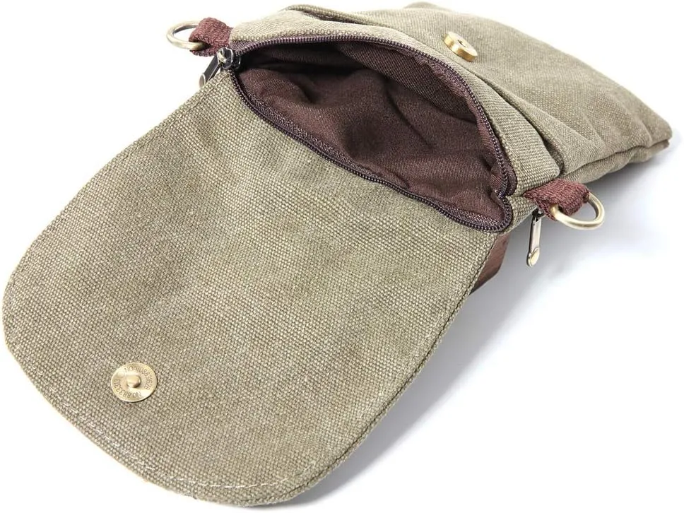 SILKAREA Vintage Embroidered Canvas Flip Small Crossbody Bag Cell Phone Pouch for Women Wristlet Wallet Bag Coin Purse