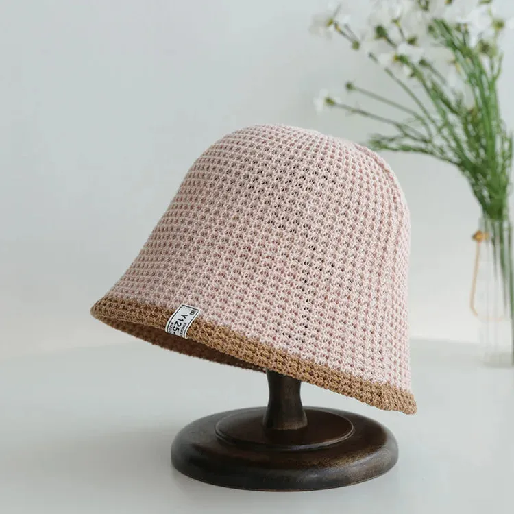 Sohiwoo Summer Knitted Bucket Hat Breathable Colorblock Women's Hip Hop Cap Men Foldable Bob Fisherman Hat Outdoor Travel Gorros Panama