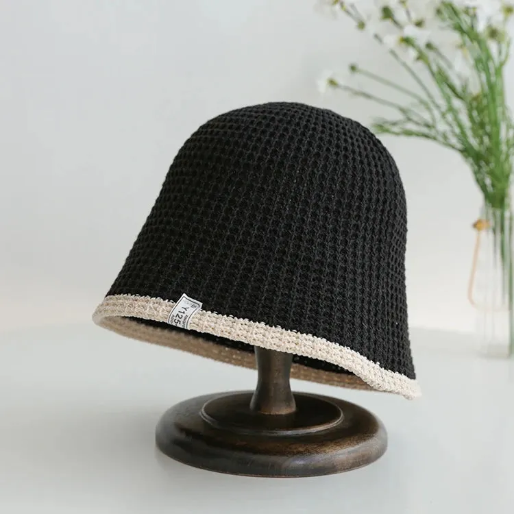 Sohiwoo Summer Knitted Bucket Hat Breathable Colorblock Women's Hip Hop Cap Men Foldable Bob Fisherman Hat Outdoor Travel Gorros Panama