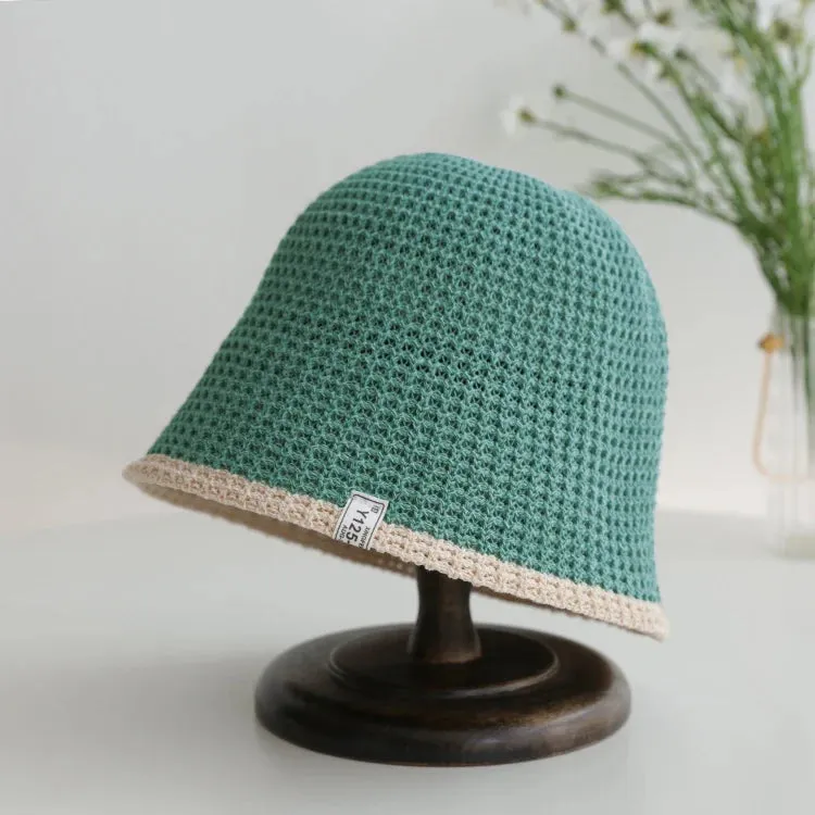 Sohiwoo Summer Knitted Bucket Hat Breathable Colorblock Women's Hip Hop Cap Men Foldable Bob Fisherman Hat Outdoor Travel Gorros Panama