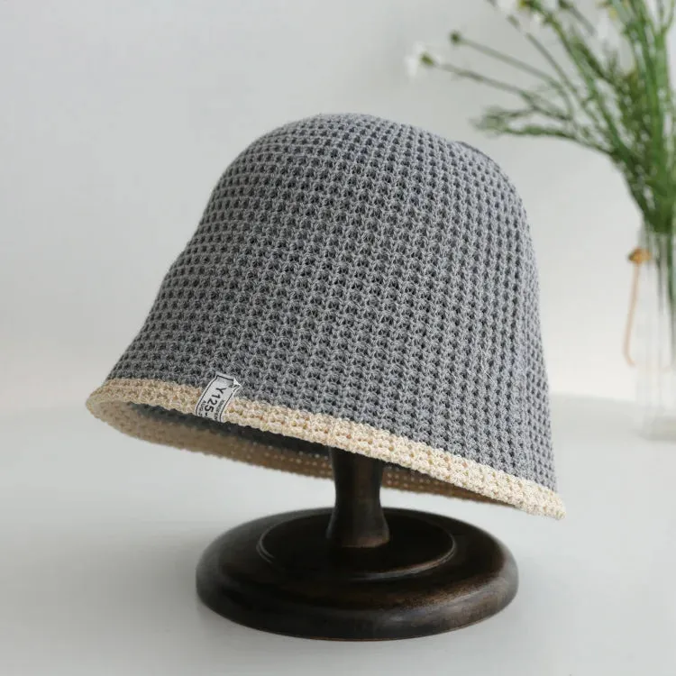 Sohiwoo Summer Knitted Bucket Hat Breathable Colorblock Women's Hip Hop Cap Men Foldable Bob Fisherman Hat Outdoor Travel Gorros Panama