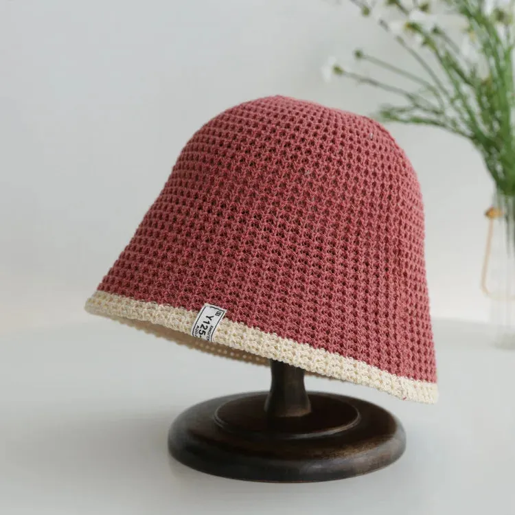 Sohiwoo Summer Knitted Bucket Hat Breathable Colorblock Women's Hip Hop Cap Men Foldable Bob Fisherman Hat Outdoor Travel Gorros Panama