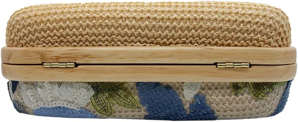UMREN Straw Clutch Handbags Women Beach Crossbody Hand-woven Summer Purse Wallet Top handle Evening Bag for Wedding Party