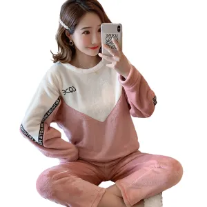 Winter Pajamas Set Warm Flannel Long Sleeves Pajama