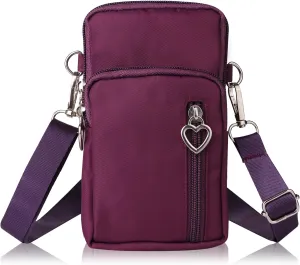 Women Cell Phone Purse Wristband Sport Armband Wallet Travel Crossbody Cell Phone Purse for Galaxy S10 Plus S9 Plus A50 A7 J7,OnePlus 6T,HTC U12 (Purple)