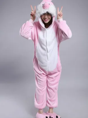 WOMEN RABBIT CARTOON ANIMAL CONJOINED PAJAMA FLANNEL